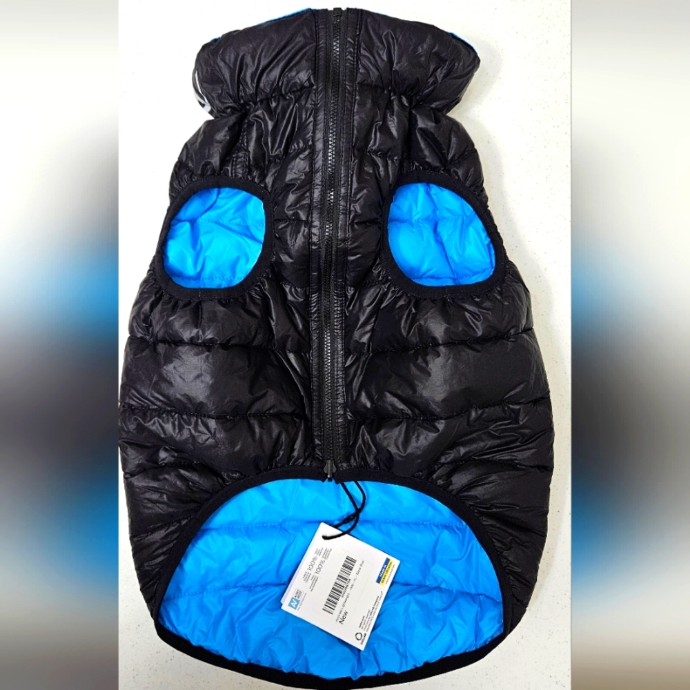 Black and Blue Dog Puffer Jacket
